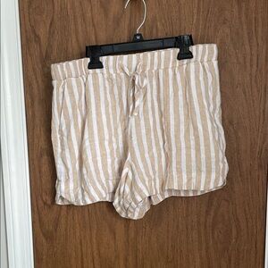 Universal Thread High Waist Striped Shorts in Beige and White